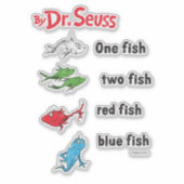 Dr. Seuss| Ein Fisch zwei Fische - Vintag Aufkleber (Vorderseite)