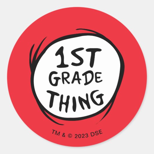 Dr. Seuss | Eins - Zwei - 1. Klasse Runder Aufkleber (Vorderseite)