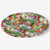 Dr. Seuss | Farbiges Muster Pappteller (Schrägansicht)