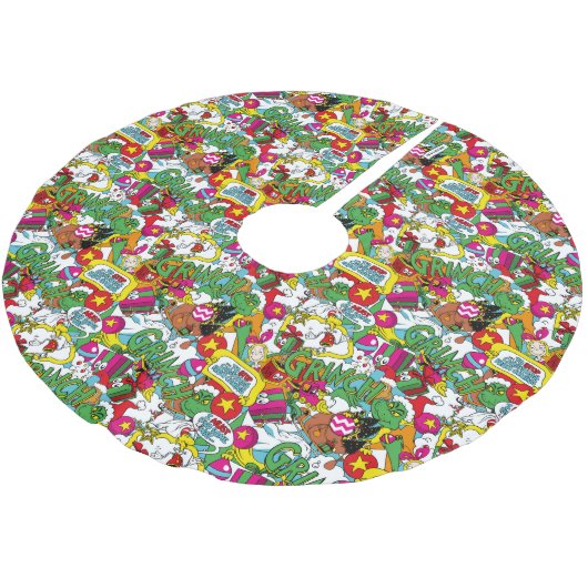 Dr. Seuss | Farbiges Muster Polyester Weihnachtsbaumdecke (Schrägansicht)