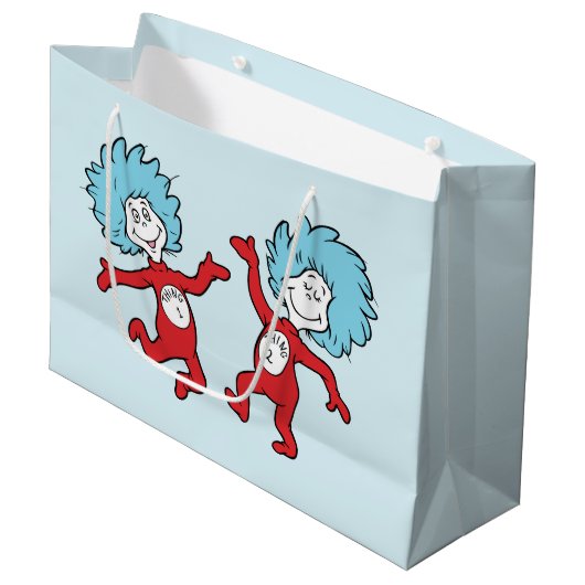 Dr. Seuss Figur 1 und Figur 2 Große Geschenktüte (Vorderseite Schrägansicht)