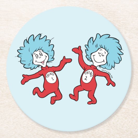 Dr. Seuss Figur 1 und Figur 2 Runder Pappuntersetzer (Vorderseite)