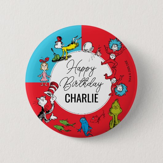 Dr. Seuss - Figuren | Kindergeburtstag Button (Vorderseite)