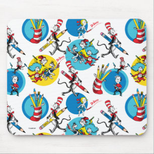 Dr. Seuss Figuren mit Bleistiften Muster Mousepad