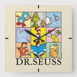 Dr. Seuss   Geschichten Grafik Quadratische Wanduhr