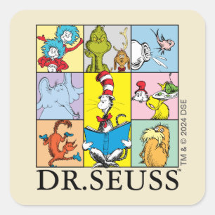 Dr. Seuss   Geschichten Grafik Quadratischer Aufkleber