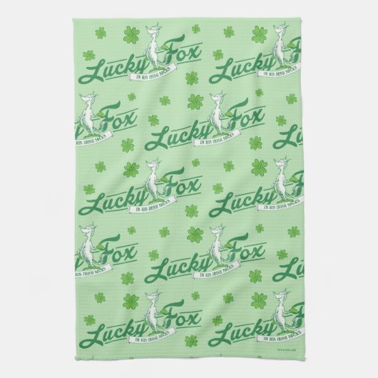 Dr. Seuss | Glücklicher Fox in seinen irischen Soc Geschirrtuch (Vertikal)