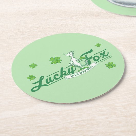 Dr. Seuss | Glücklicher Fox in seinen irischen Soc Runder Pappuntersetzer (Angewinkelt)