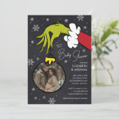 Dr. Seuss | Grinch Chalkboard Babydusche Einladung (Stehend Vorderseite)