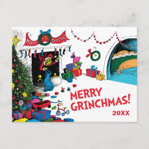 Dr. Seuss Grinch Den Schornstein hinunter Feiertagspostkarte