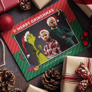 Dr. Seuss Grinch Familienfoto Feiertage Feiertagspostkarte