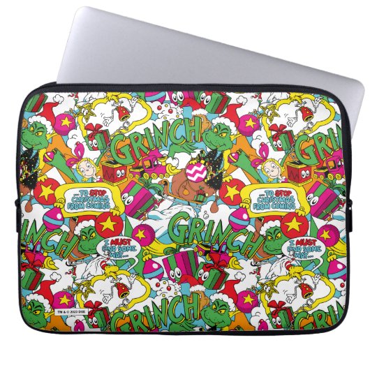 Dr. Seuss | Grinch Farbige Muster Laptopschutzhülle (Vorderseite)