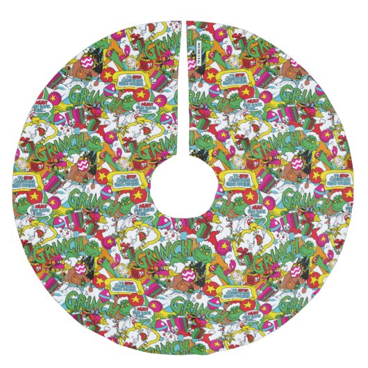 Dr. Seuss | Grinch Farbige Muster Polyester Weihnachtsbaumdecke (Vorderseite)