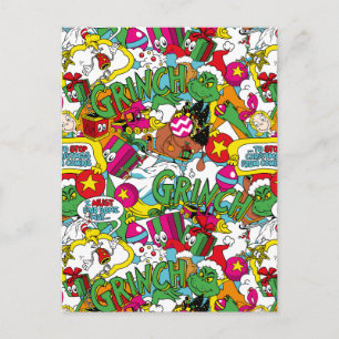Dr. Seuss Grinch Farbige Muster Postkarte