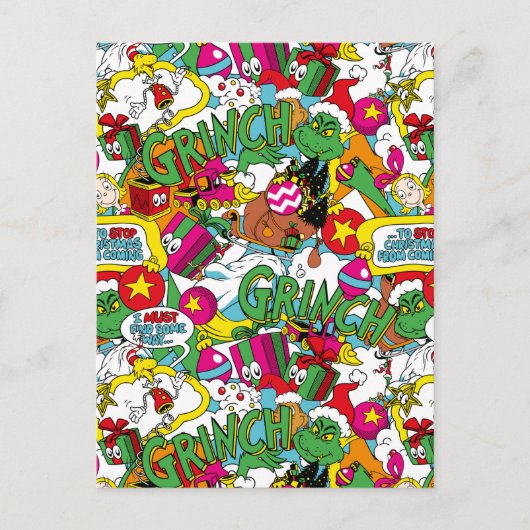Dr. Seuss | Grinch Farbige Muster Postkarte (Vorderseite)