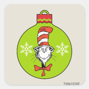 Dr. Seuss   Grinch   Katze im Hut-Ornament Quadratischer Aufkleber