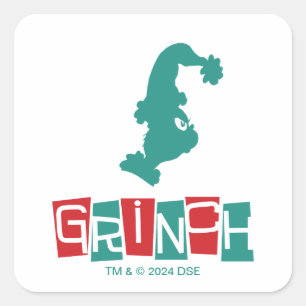 Dr. Seuss   Grinch - Rot & Grün Quadratischer Aufkleber
