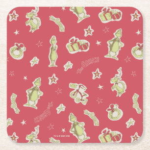 Dr. Seuss Grinch Rotes Weihnachtsmuster Rechteckiger Pappuntersetzer