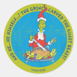 Dr. Seuss   Grinch   Weihnachtsbraten Runder Aufkleber
