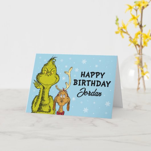 Dr. Seuss | Grinch Winter Geburtstag Karte (Gelbe Blume)