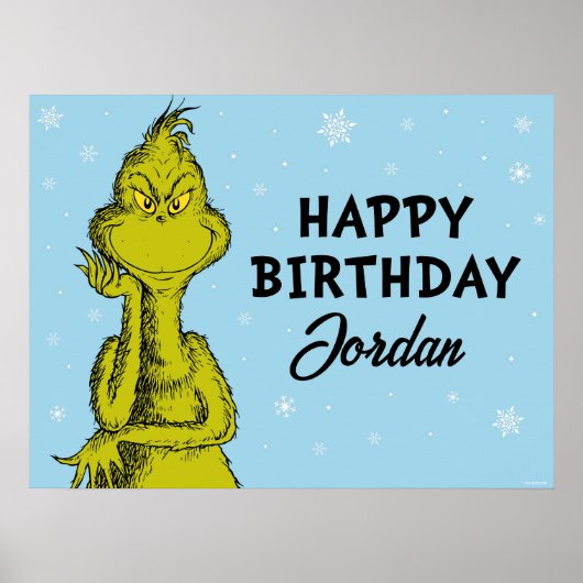 Dr. Seuss | Grinch Winter Geburtstag Poster (Vorne)