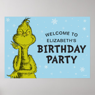 Dr. Seuss Grinch Winter Geburtstags-Willkommen Poster