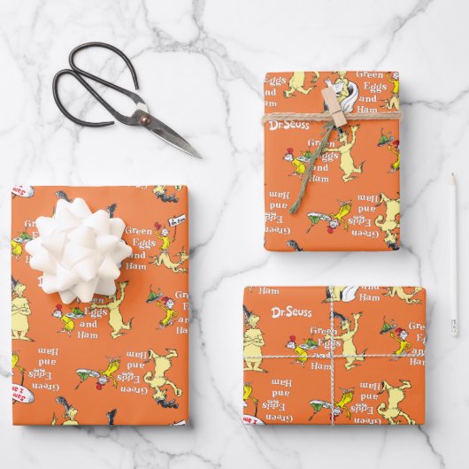 Dr. Seuss Grüne Eier mit Schinken Charakter-Muster Geschenkpapier Set (Vorderseite)
