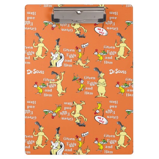 Dr. Seuss Grüne Eier mit Schinken Charakter-Muster Klemmbrett (Vorderseite)