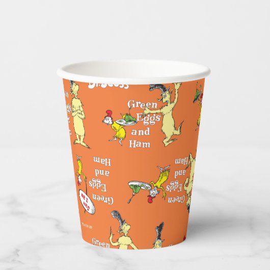 Dr. Seuss Grüne Eier mit Schinken Charakter-Muster Pappbecher (Vorderseite)