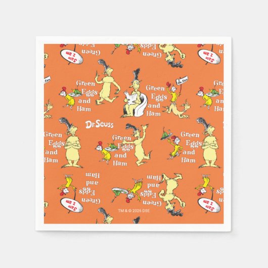 Dr. Seuss Grüne Eier mit Schinken Charakter-Muster Serviette (Vorderseite)