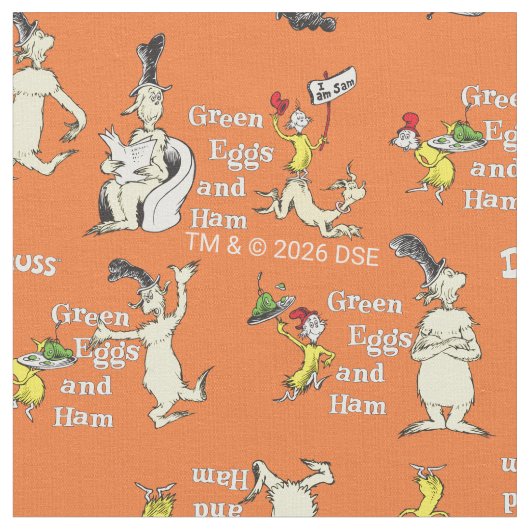Dr. Seuss Grüne Eier mit Schinken Charakter-Muster Stoff (Nahaufnahme)