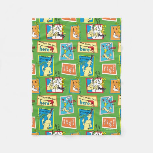 Dr. Seuss Grüne Eier mit Schinken Geschichte Zitat Fleecedecke (Vorderseite)