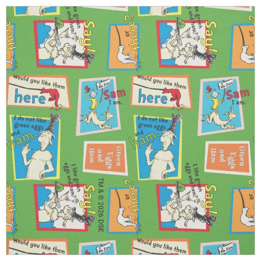 Dr. Seuss Grüne Eier mit Schinken Geschichte Zitat Stoff (Muster)