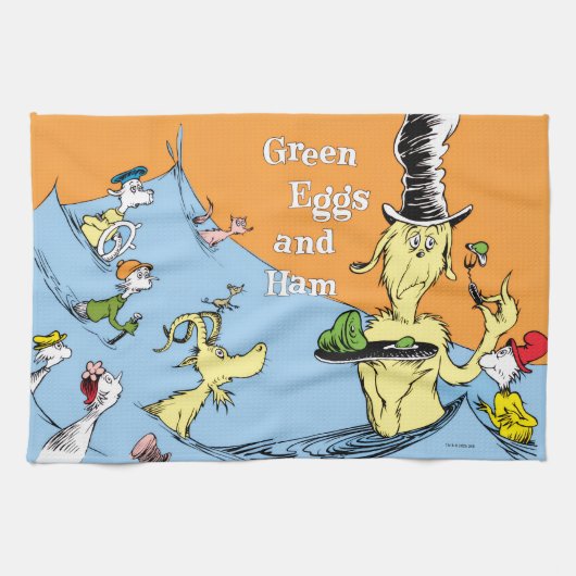 Dr. Seuss Grüne Eier mit Schinken Wasserszene Geschirrtuch (Horizontal)