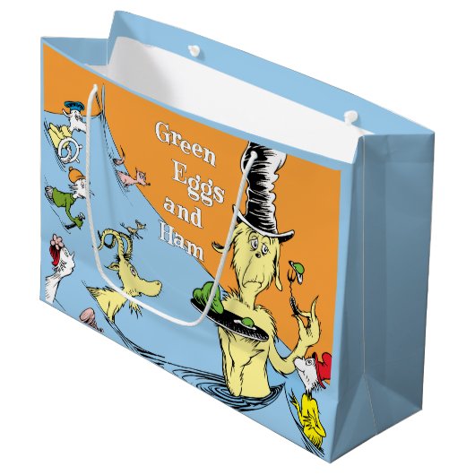 Dr. Seuss Grüne Eier mit Schinken Wasserszene Große Geschenktüte (Vorderseite Schrägansicht)