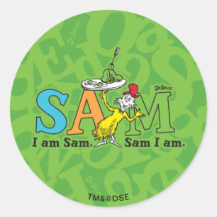 Dr. Seuss   Ich bin Sam. Sam bin ich. Runder Aufkleber