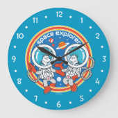 Dr. Seuss | Kaddet One Cadet Two Space Explorer Große Wanduhr (Vorderseite)