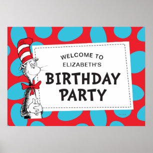 Dr. Seuss Kater im Hut Geburtstagsfeier Poster