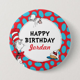 Dr. Seuss Kater mit Hut Geburtstag Button