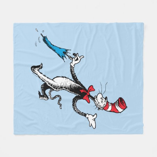 Dr. Seuss | Katze im Hat-Regenschirm Fleecedecke (Vorderseite (Horizontal))
