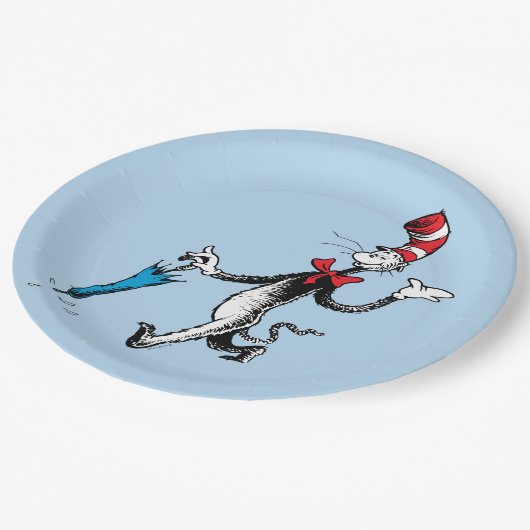 Dr. Seuss | Katze im Hat-Regenschirm Pappteller (Schrägansicht)