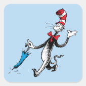 Dr. Seuss | Katze im Hat-Regenschirm Quadratischer Aufkleber (Vorderseite)