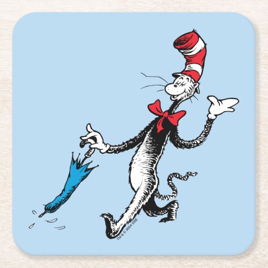 Dr. Seuss | Katze im Hat-Regenschirm Rechteckiger Pappuntersetzer (Vorderseite)