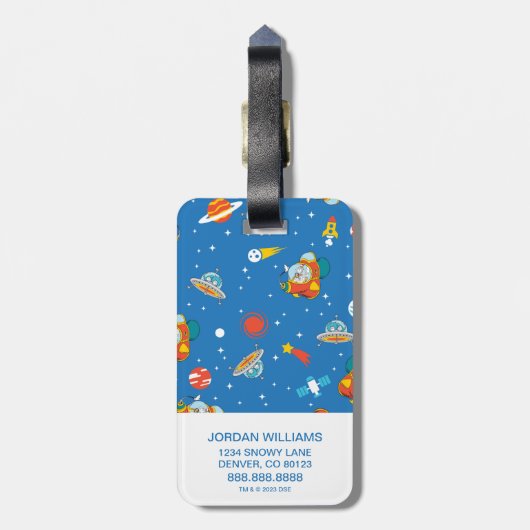 Dr. Seuss | Katze im Hat Space Muster Gepäckanhänger (Rückseite vertikal)