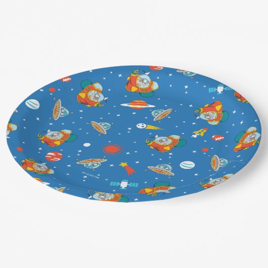 Dr. Seuss | Katze im Hat Space Muster Pappteller (Schrägansicht)