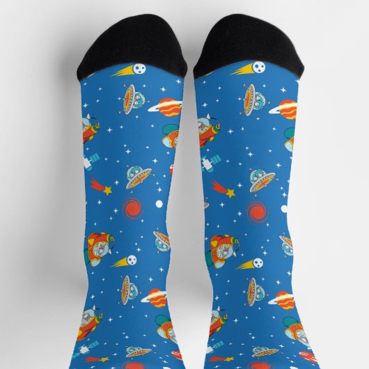 Dr. Seuss | Katze im Hat Space Muster Socken (Oben)