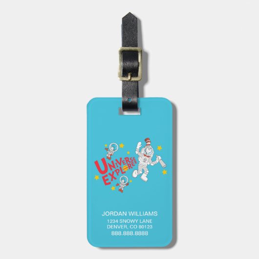 Dr. Seuss | Katze im Hat Universe Explorer Gepäckanhänger (Vorderseite vertikal)