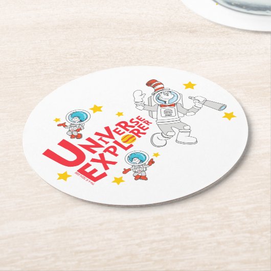 Dr. Seuss | Katze im Hat Universe Explorer Runder Pappuntersetzer (Angewinkelt)