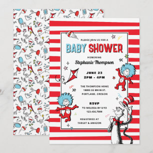 Dr. Seuss - Katze im Hut   Babyparty Einladung