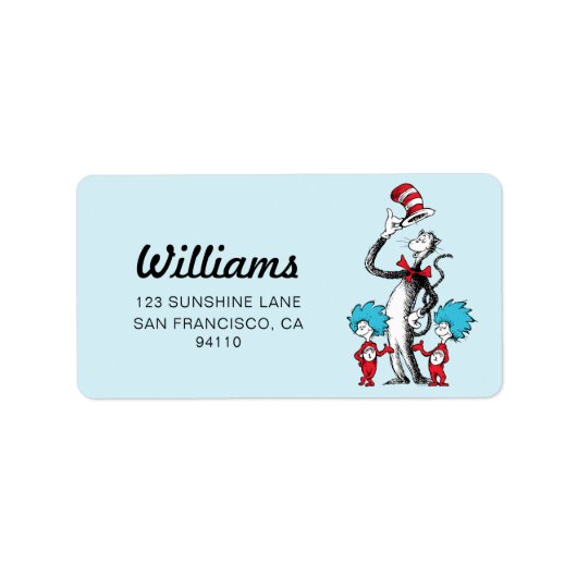 Dr. Seuss | Katze im Hut, Sache eins und Sache zwe Adressaufkleber (Vorne)